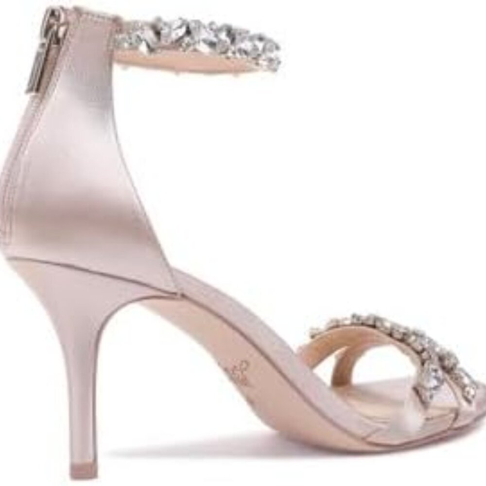 Women's Satin Embellished Strap Evening Shoe Size 10 Champagne - Picture 8 of 9